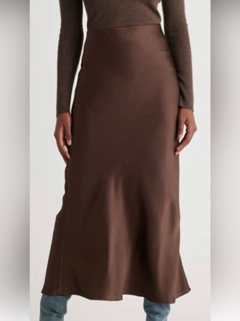 Sincerely Jules Brown Satin Maxi Slip Skirt